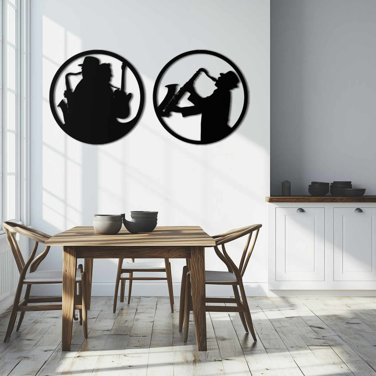 Contemporary Metal Wall Art Jazz Musicians Saxophone Guitar Set 2