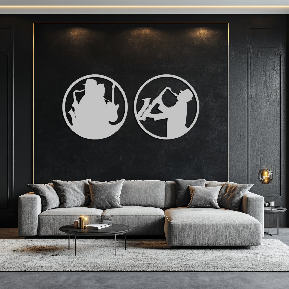 Contemporary Metal Wall Art Jazz Musicians Saxophone Guitar Set 2