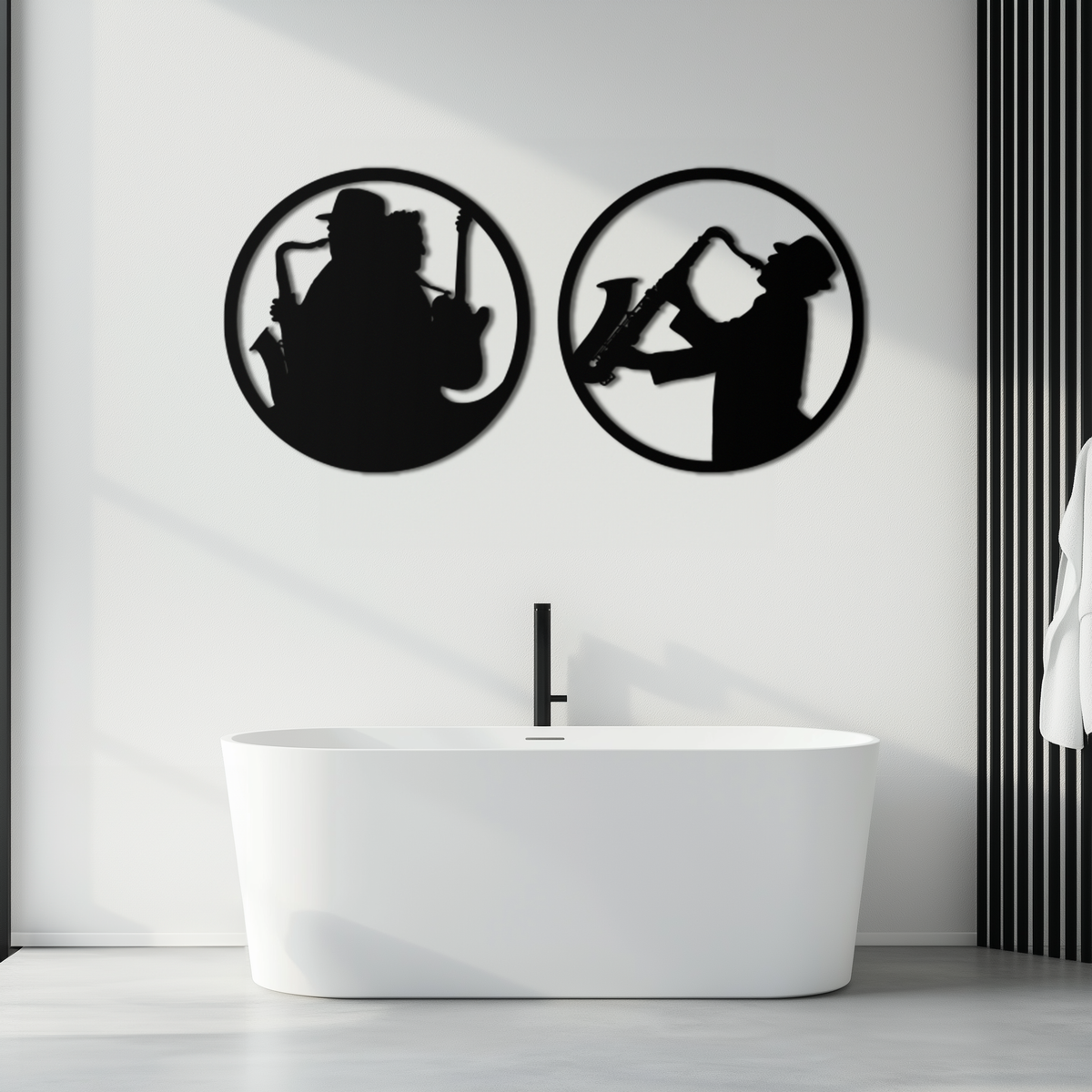 Contemporary Metal Wall Art Jazz Musicians Saxophone Guitar Set 2