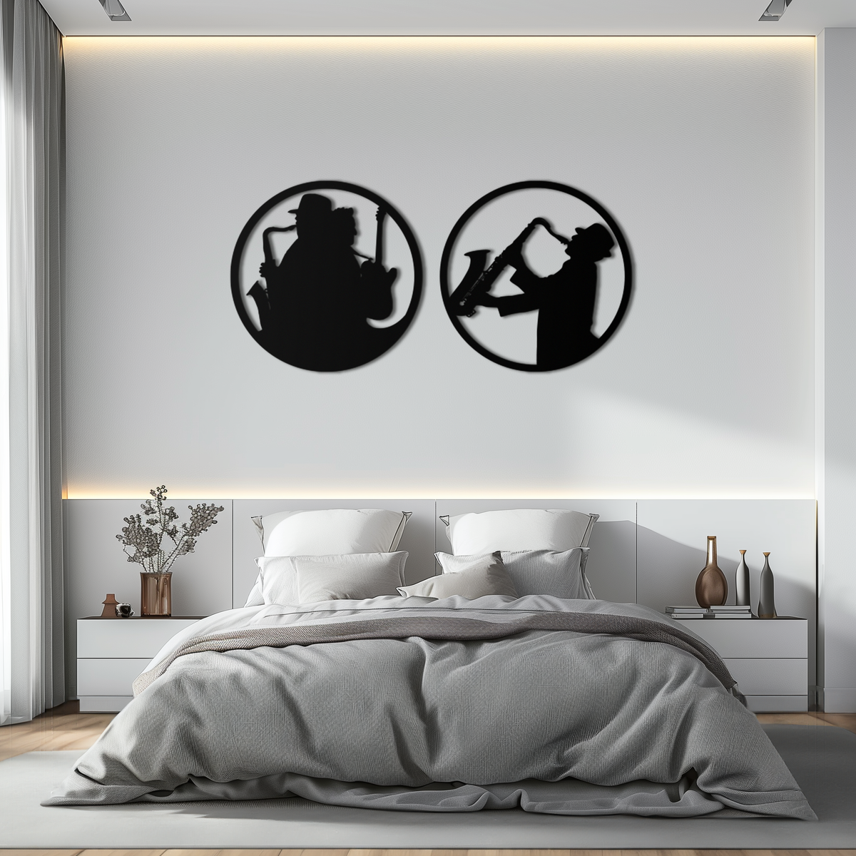 Contemporary Metal Wall Art Jazz Musicians Saxophone Guitar Set 2