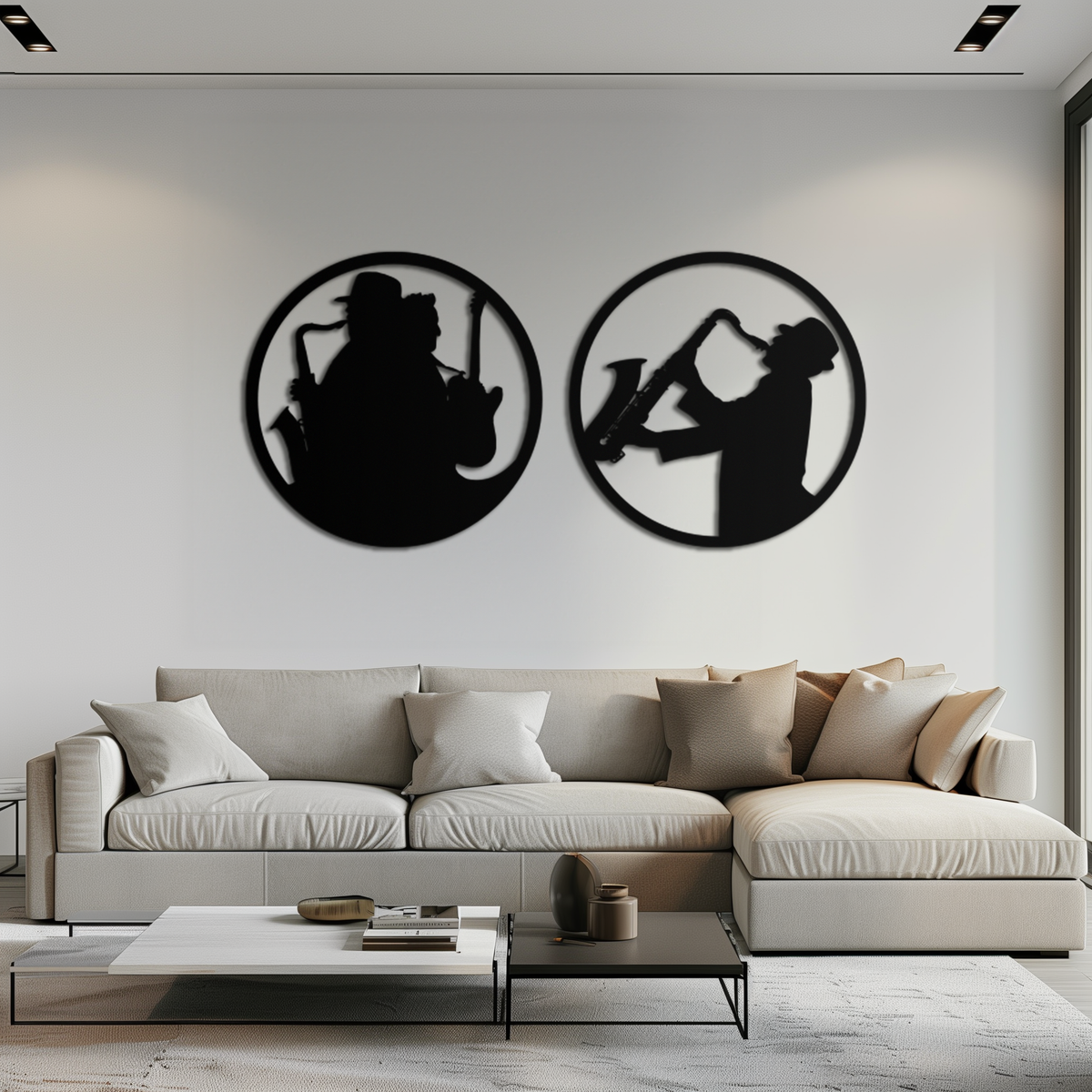 Contemporary Metal Wall Art Jazz Musicians Saxophone Guitar Set 2