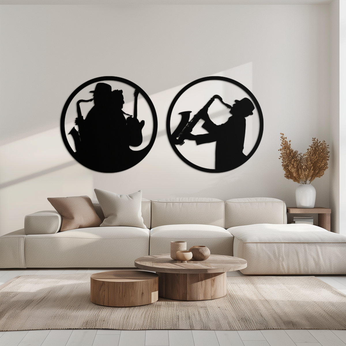Contemporary Metal Wall Art Jazz Musicians Saxophone Guitar Set 2