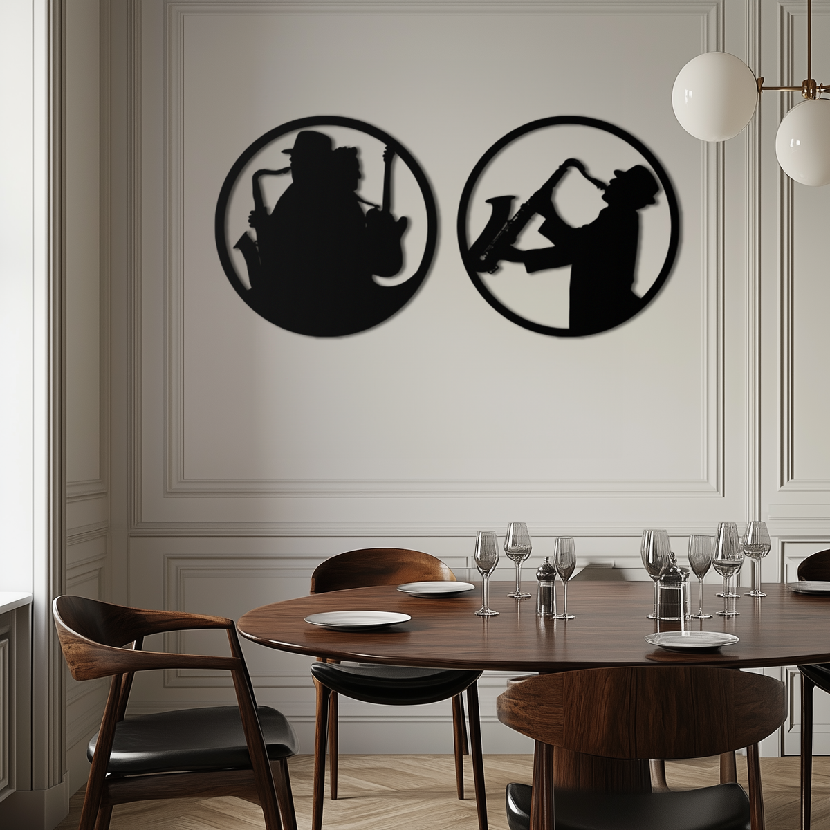 Contemporary Metal Wall Art Jazz Musicians Saxophone Guitar Set 2