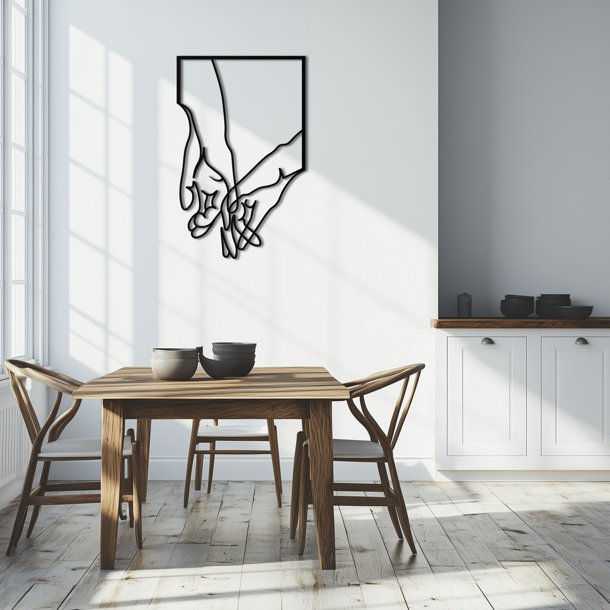 Metal Wall Art Romantic Hands Minimalist Steel Home Sculpture
