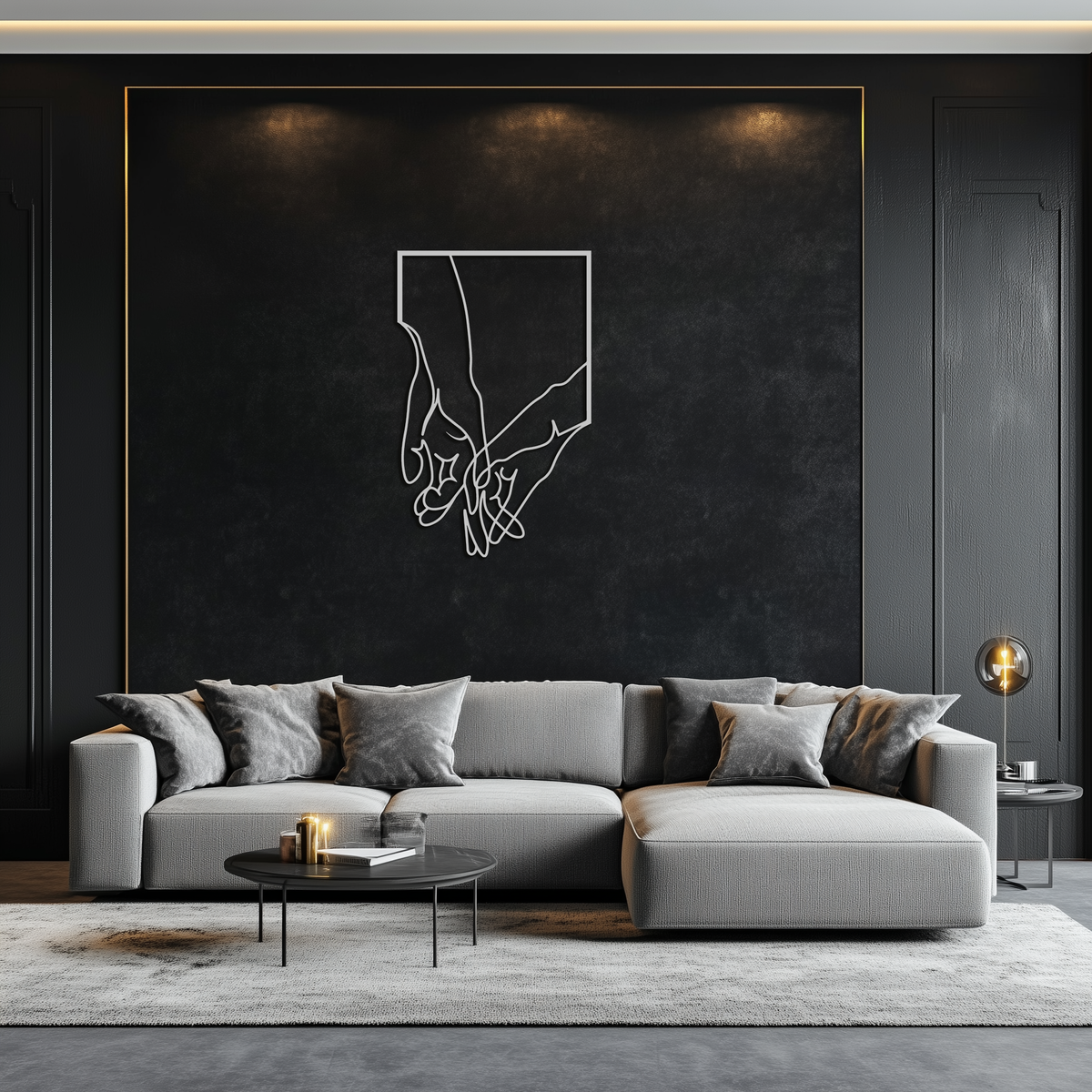 Metal Wall Art Romantic Hands Minimalist Steel Home Sculpture