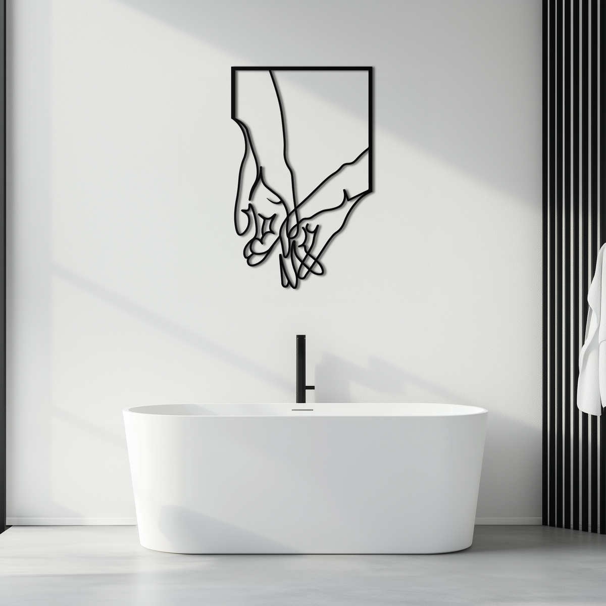 Metal Wall Art Romantic Hands Minimalist Steel Home Sculpture