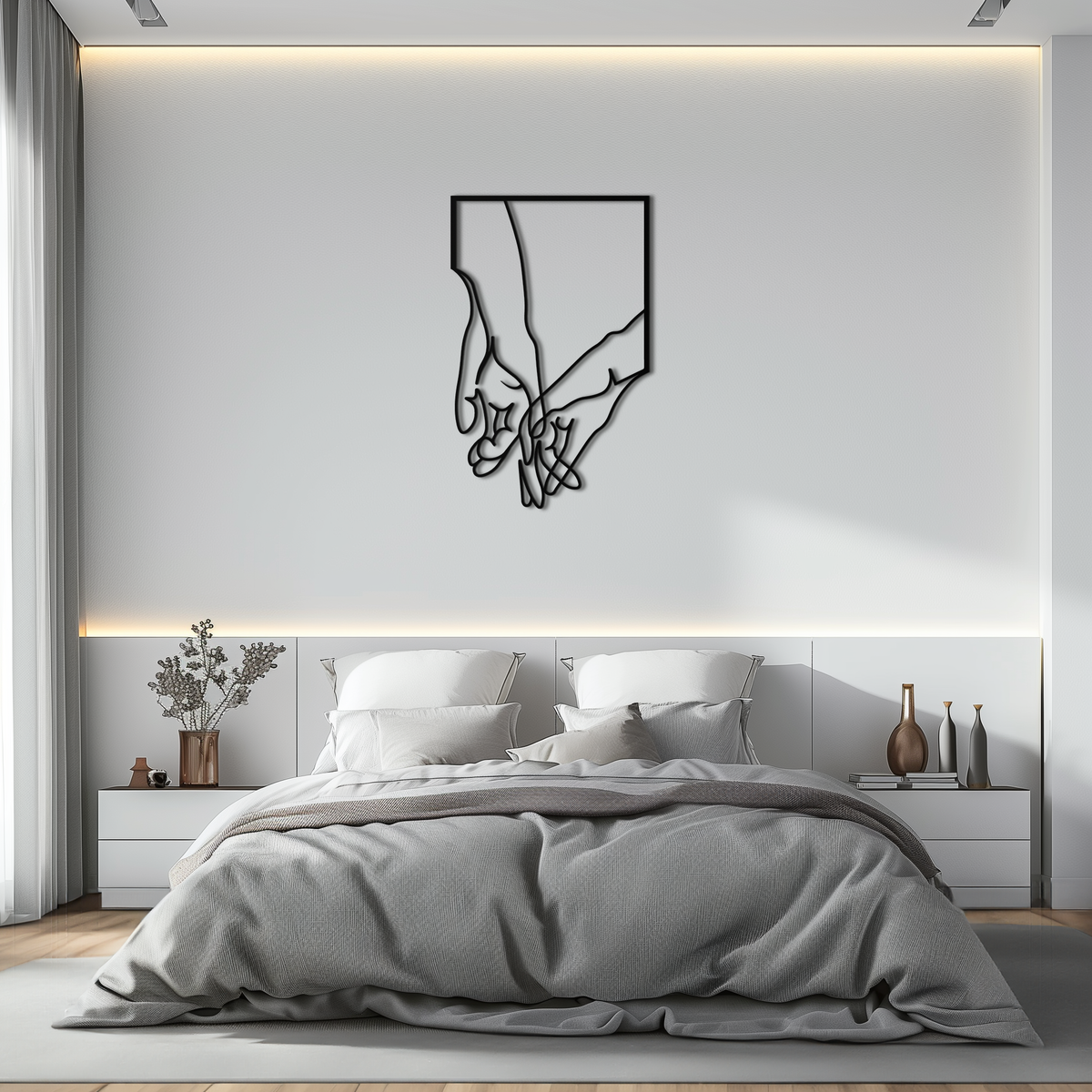 Metal Wall Art Romantic Hands Minimalist Steel Home Sculpture