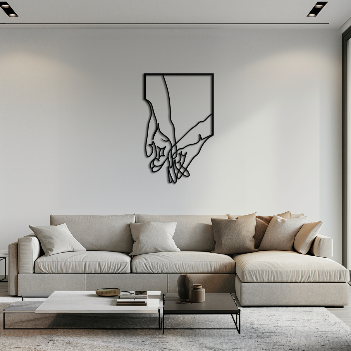 Metal Wall Art Romantic Hands Minimalist Steel Home Sculpture