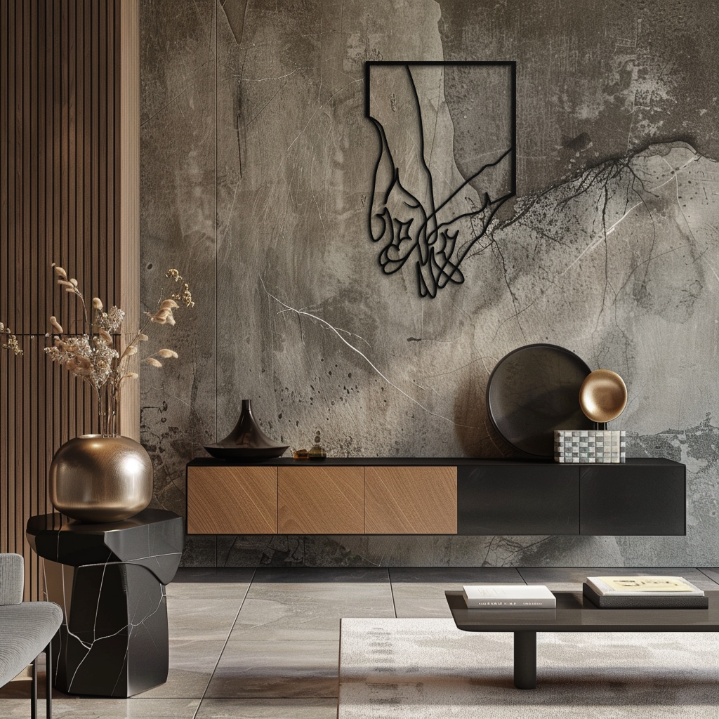 Metal Wall Art Romantic Hands Minimalist Steel Home Sculpture