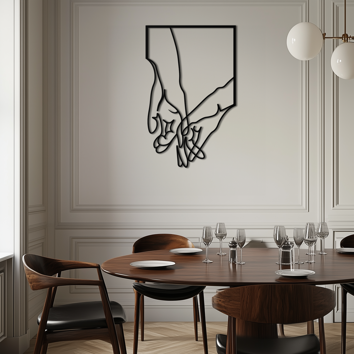 Metal Wall Art Romantic Hands Minimalist Steel Home Sculpture