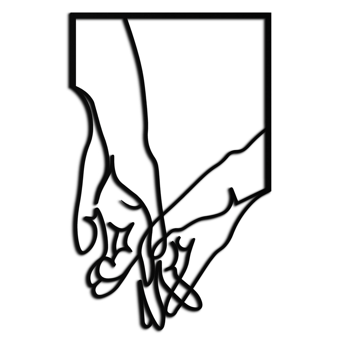 Metal Wall Art Romantic Hands Minimalist Steel Home Sculpture