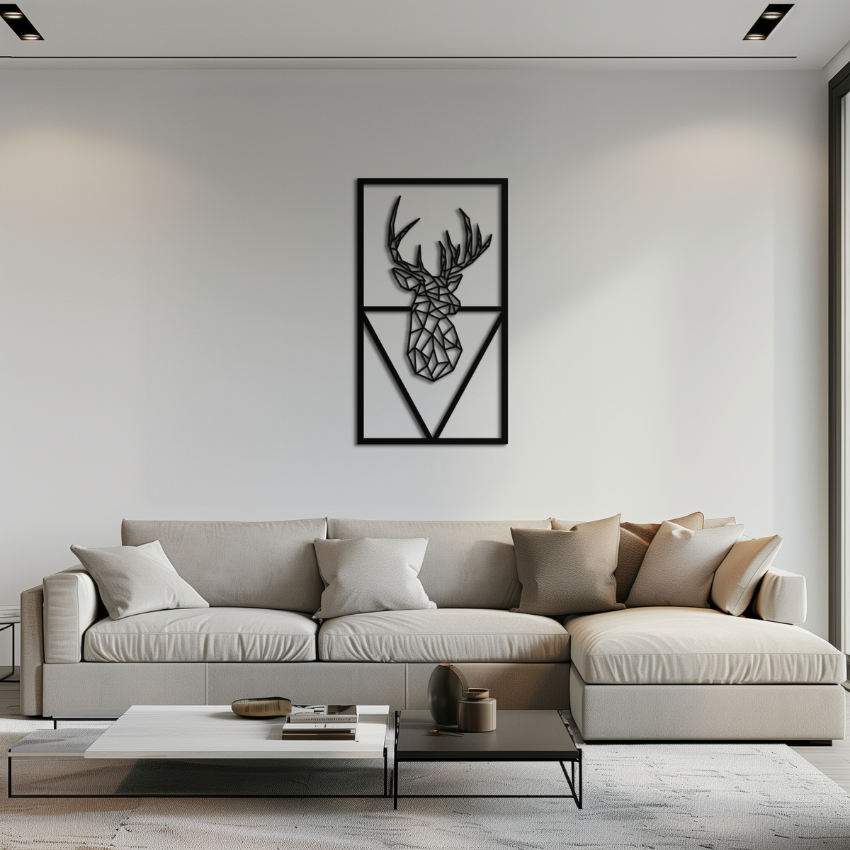 Geometric Deer Metal Wall Art - Modern Minimalist Premium Steel Hanging Sculpture