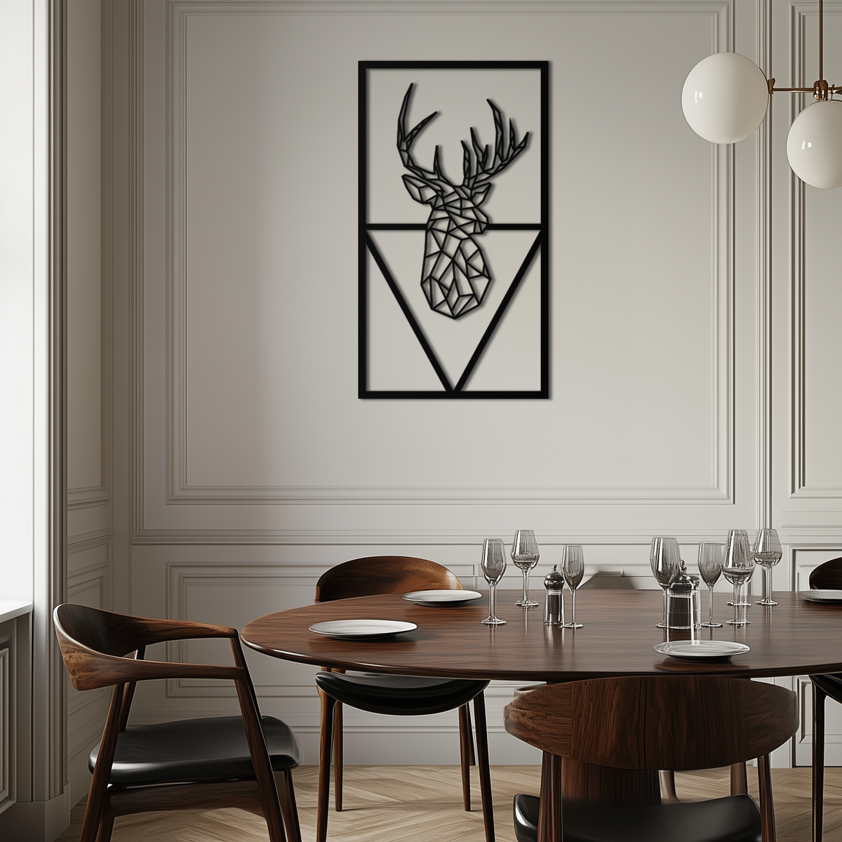 Geometric Deer Metal Wall Art - Modern Minimalist Premium Steel Hanging Sculpture