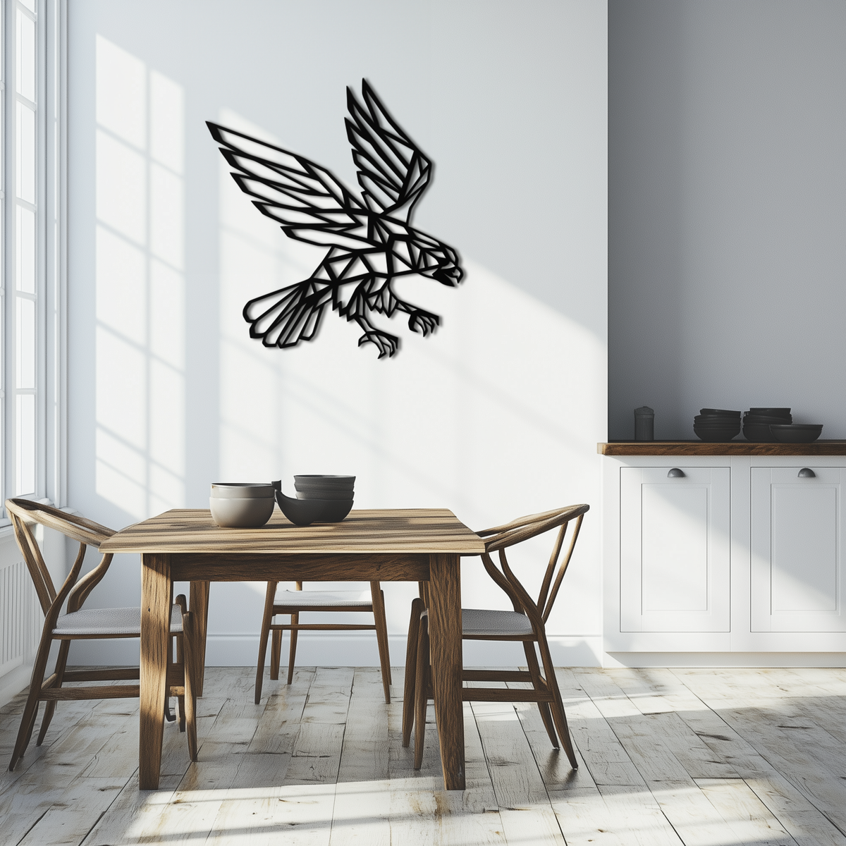 Metal Geometric Eagle Abstract Wall Sculpture - Modern Design