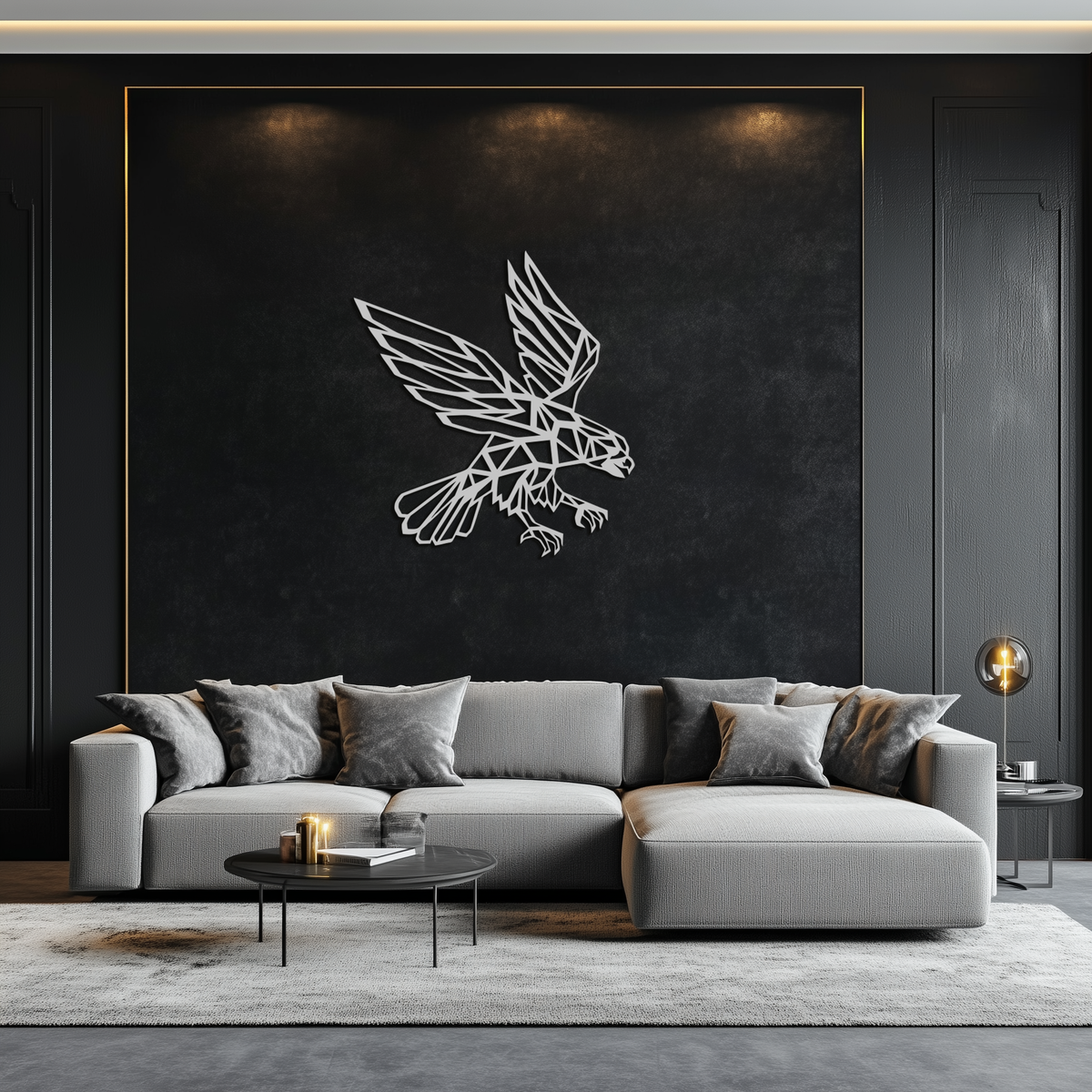 Metal Geometric Eagle Abstract Wall Sculpture - Modern Design