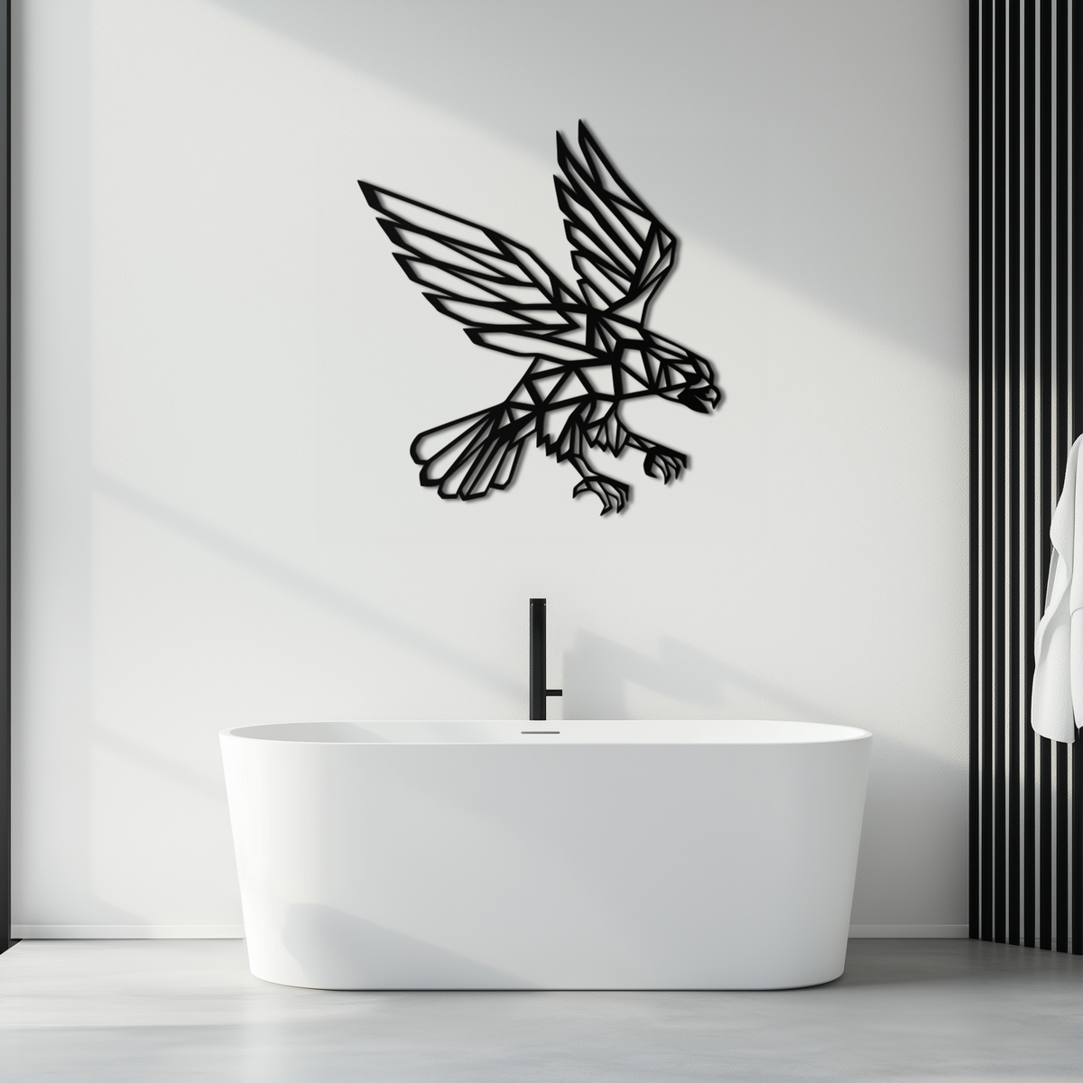 Metal Geometric Eagle Abstract Wall Sculpture - Modern Design