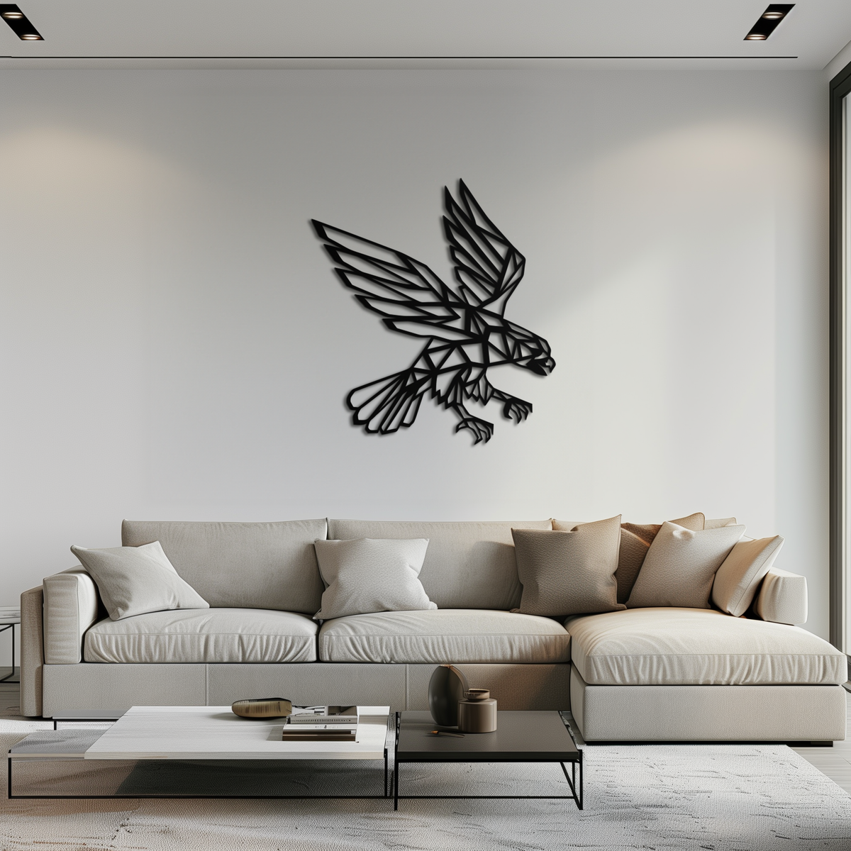 Metal Geometric Eagle Abstract Wall Sculpture - Modern Design