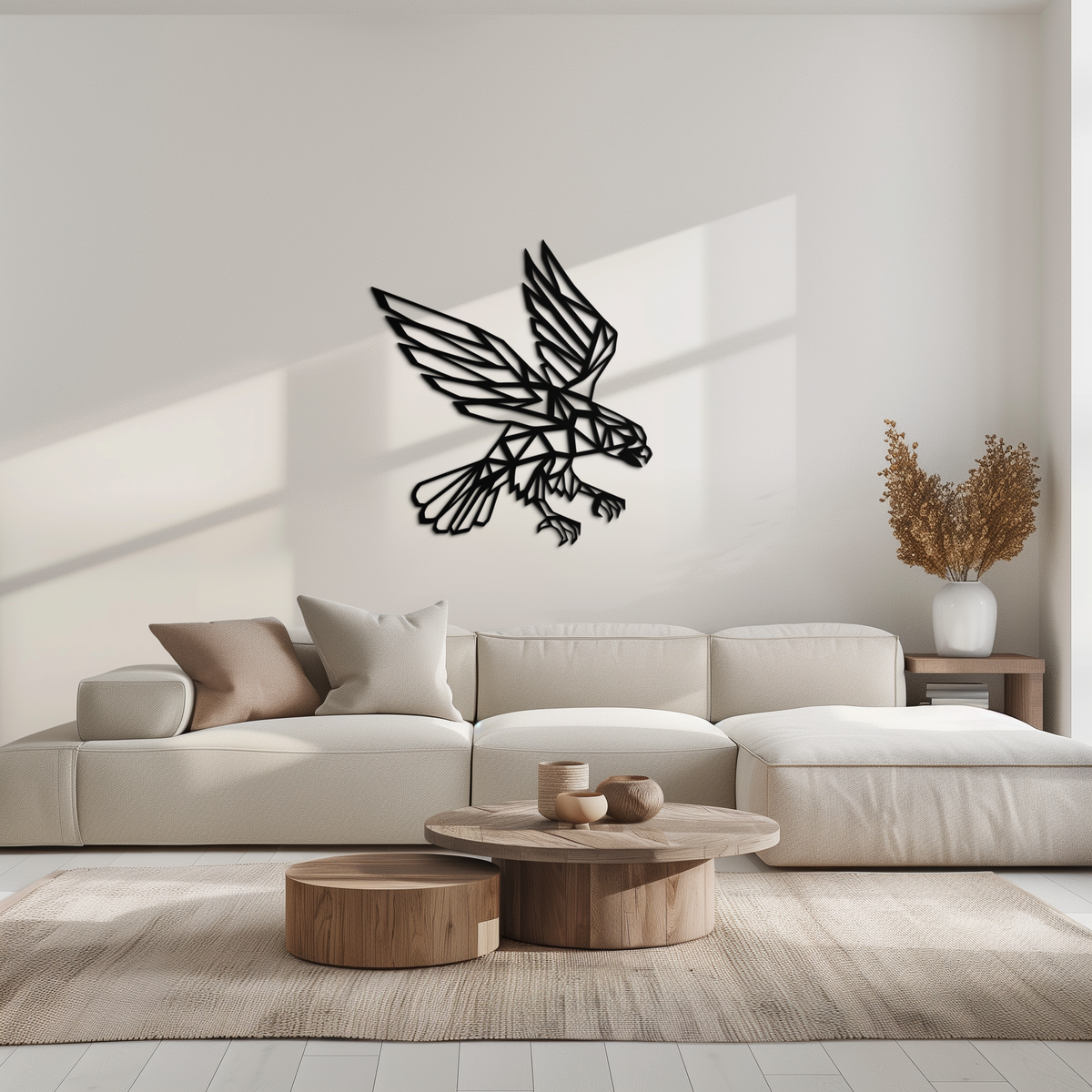 Metal Geometric Eagle Abstract Wall Sculpture - Modern Design