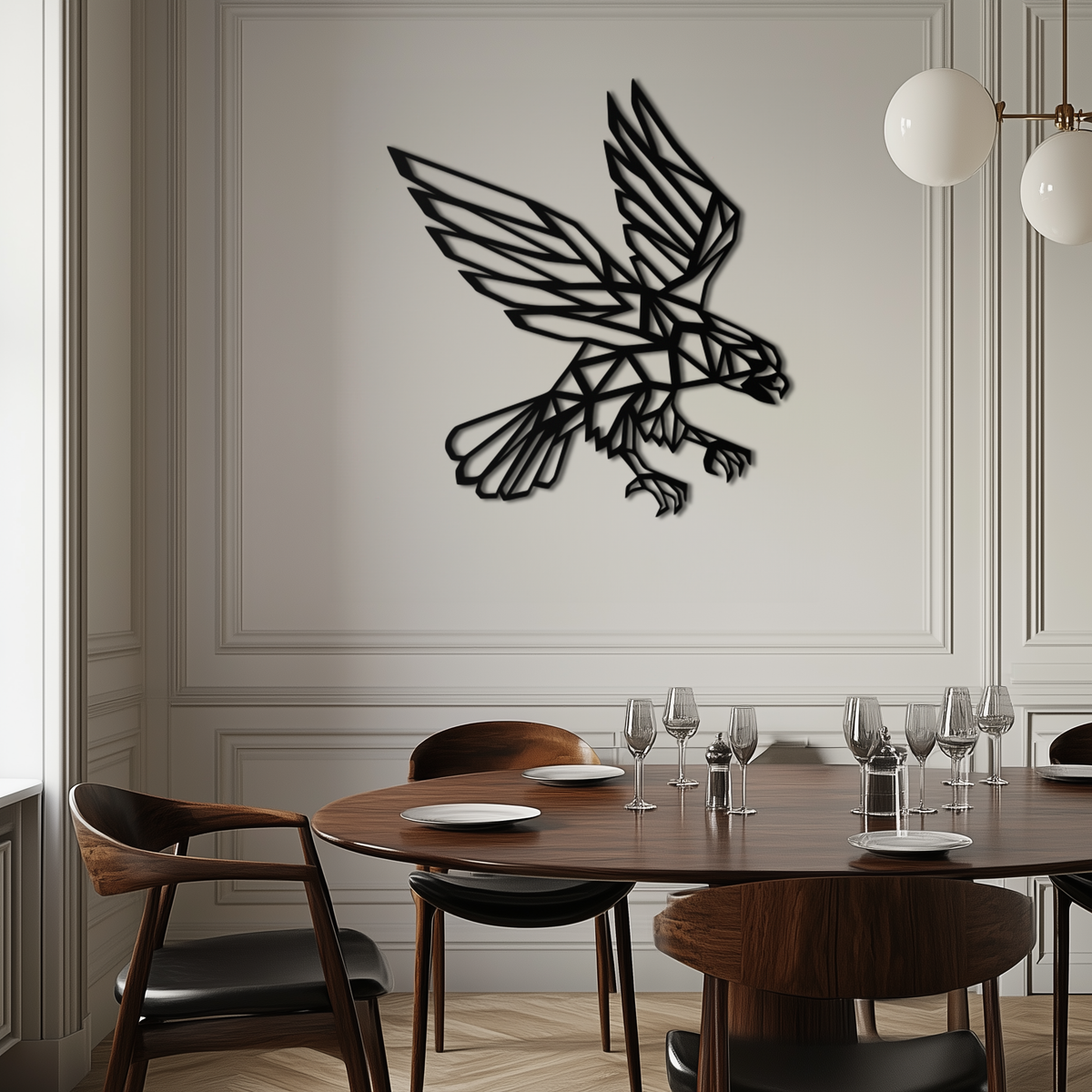 Metal Geometric Eagle Abstract Wall Sculpture - Modern Design