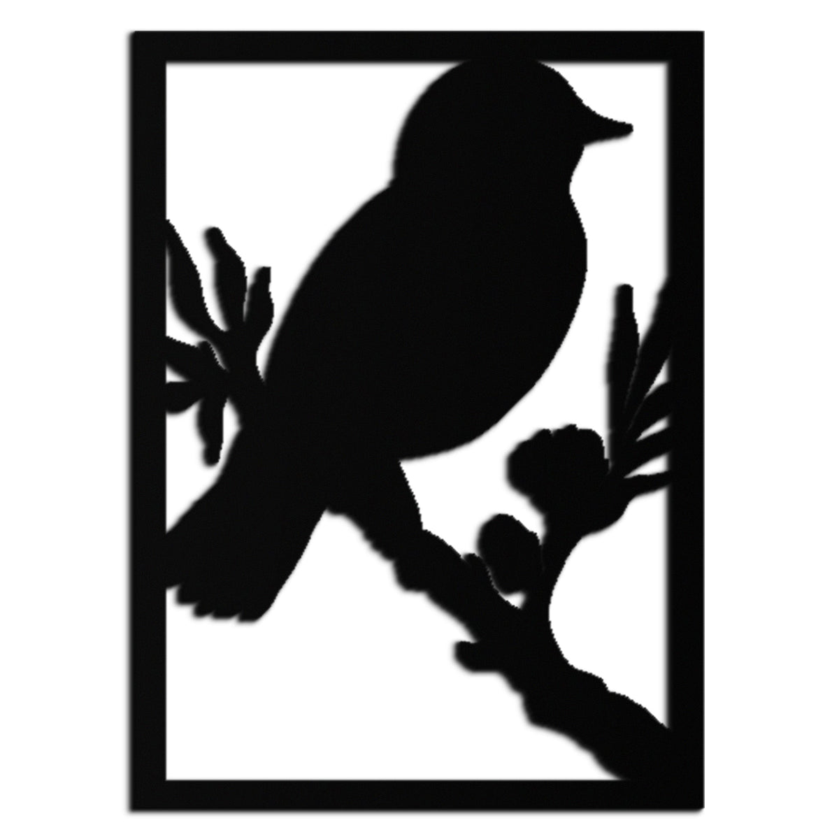 Steel Bird on Branch Wall Art Sculpture - Modern Minimalist Decorative Home Office Decor