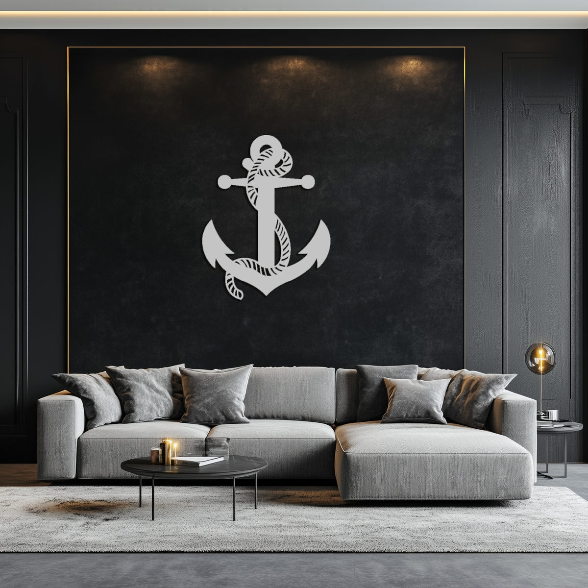 Metal Wall Art Nautical Anchor Premium Steel Ready to Hang Home and Office Decor
