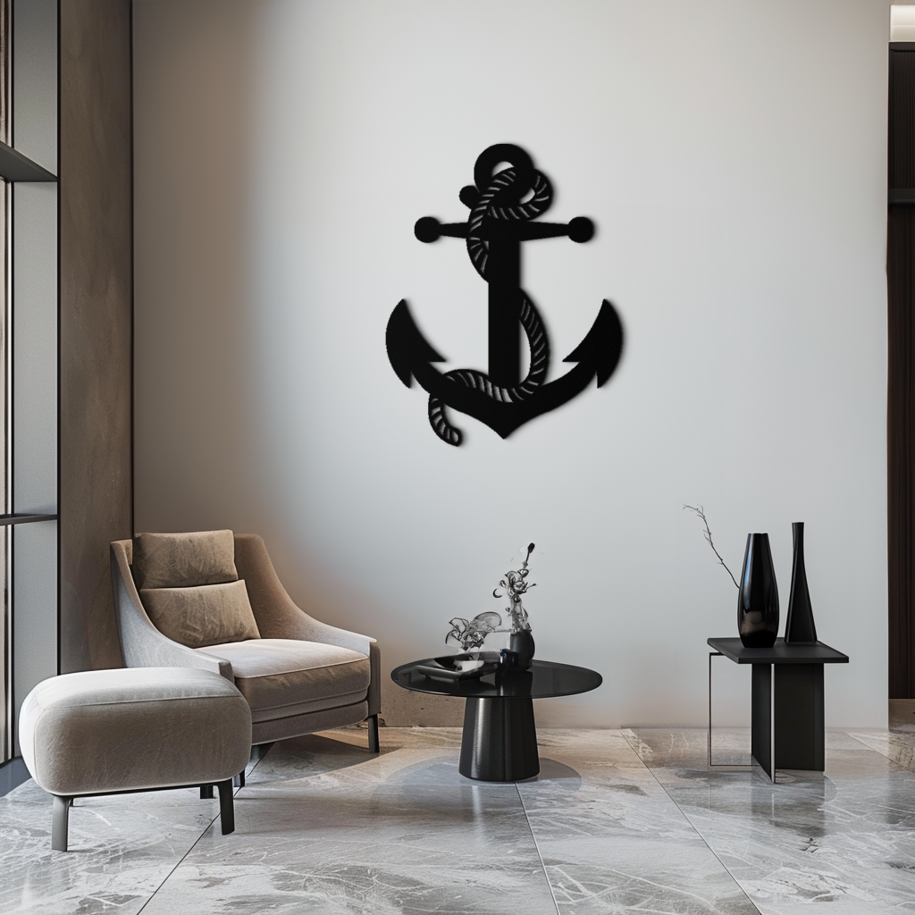 Metal Wall Art Nautical Anchor Premium Steel Ready to Hang Home and Office Decor