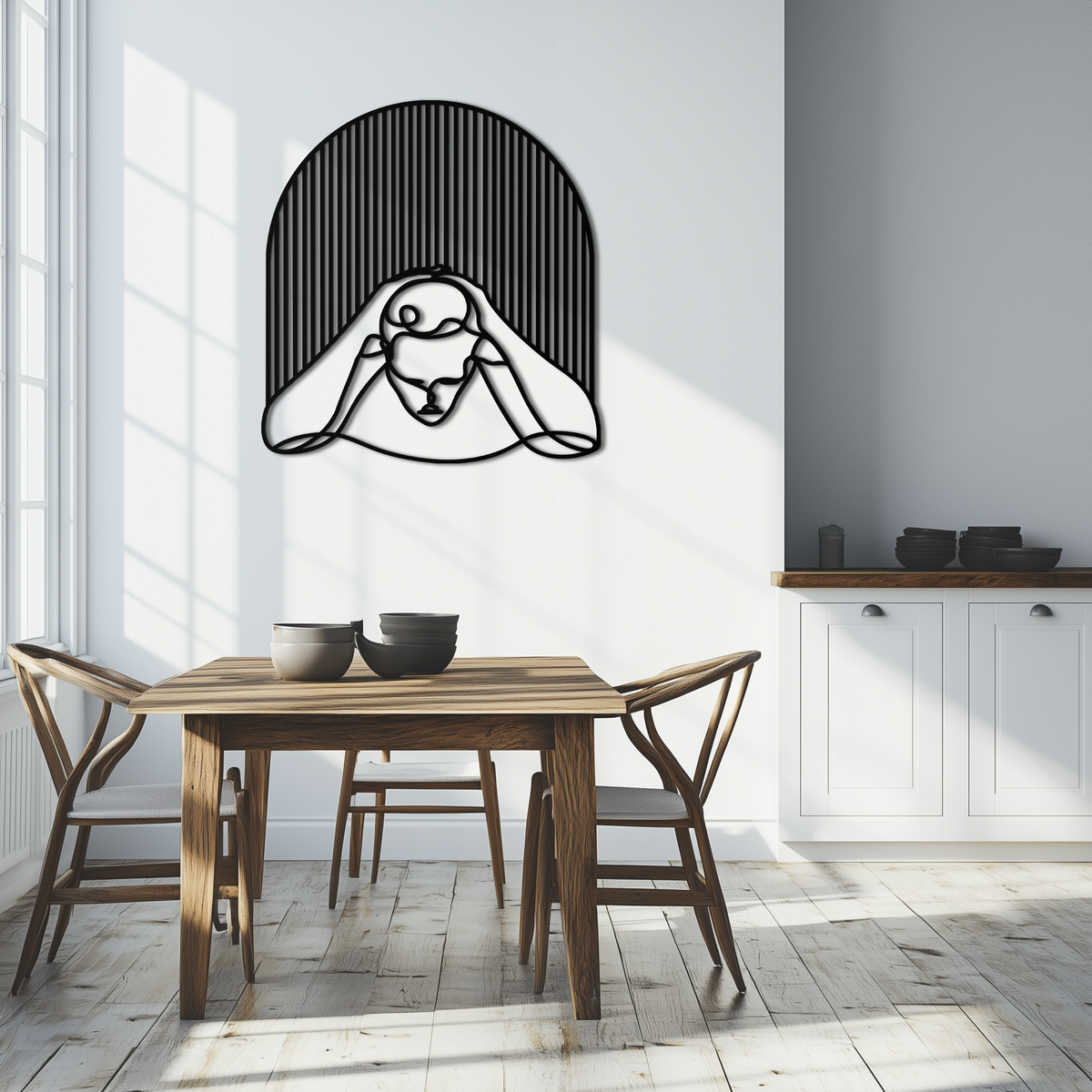 Metal Wall Art Minimalist Woman Abstract Line Art Sculpture Modern Steel Decor