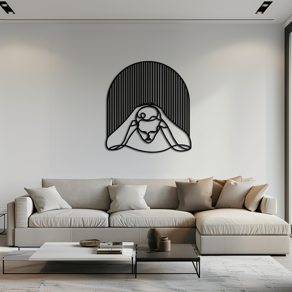 Metal Wall Art Minimalist Woman Abstract Line Art Sculpture Modern Steel Decor