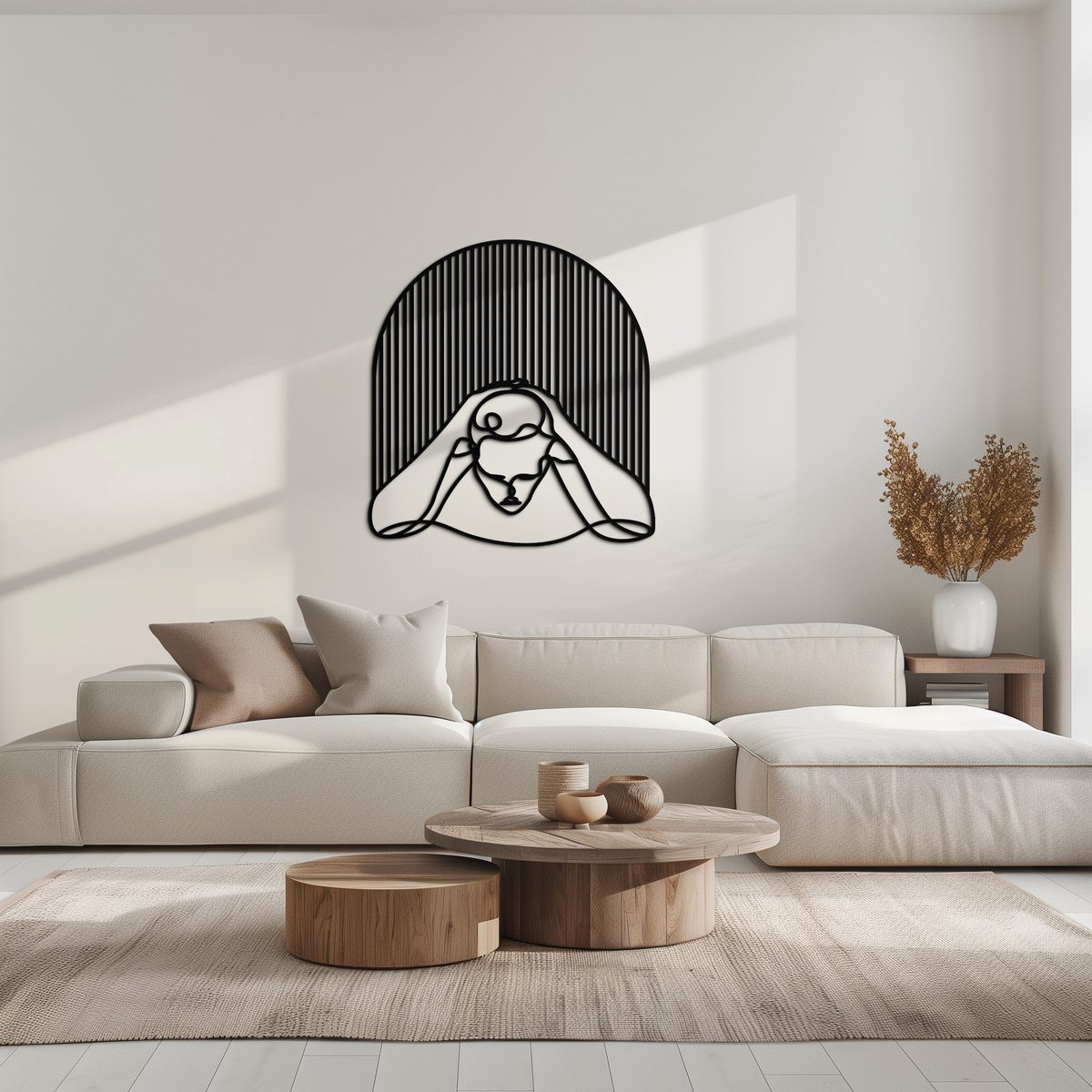 Metal Wall Art Minimalist Woman Abstract Line Art Sculpture Modern Steel Decor