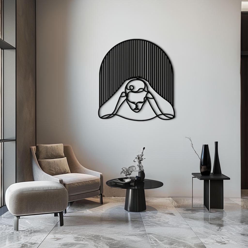 Metal Wall Art Minimalist Woman Abstract Line Art Sculpture Modern Steel Decor