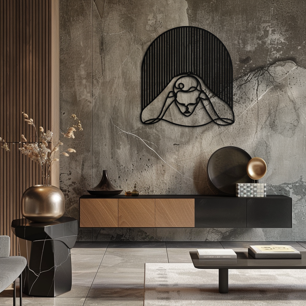 Metal Wall Art Minimalist Woman Abstract Line Art Sculpture Modern Steel Decor