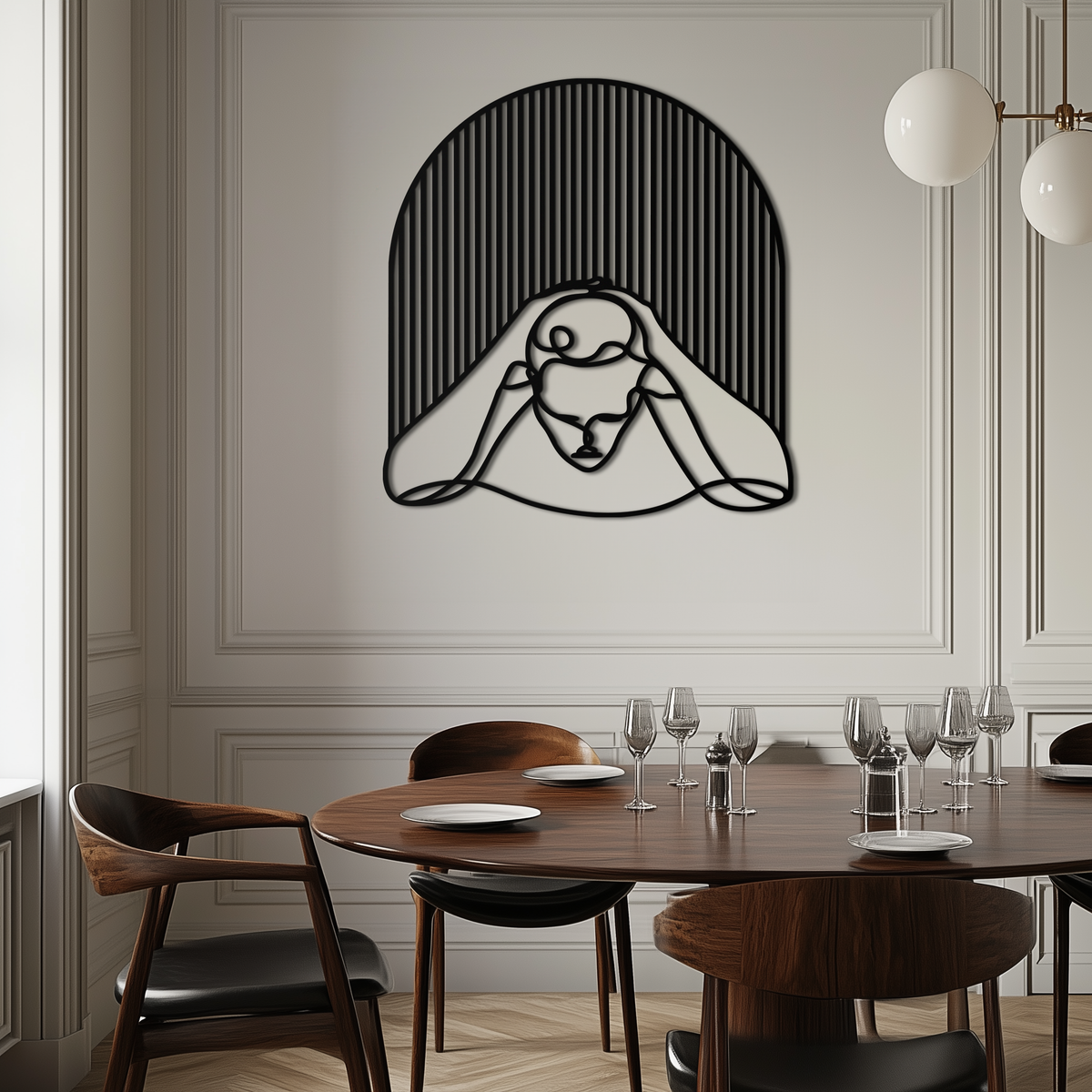 Metal Wall Art Minimalist Woman Abstract Line Art Sculpture Modern Steel Decor