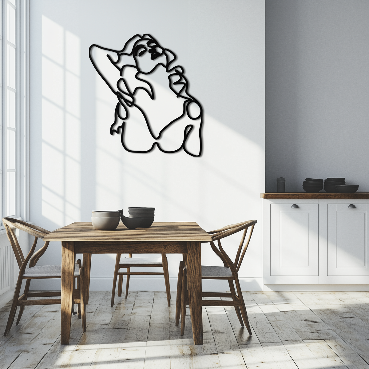 Minimalist Woman Steel Metal Wall Art - Single-Stroke Bold Contemporary Home Office