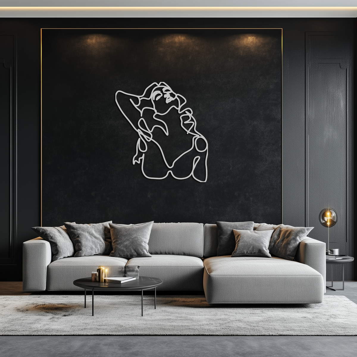 Minimalist Woman Steel Metal Wall Art - Single-Stroke Bold Contemporary Home Office