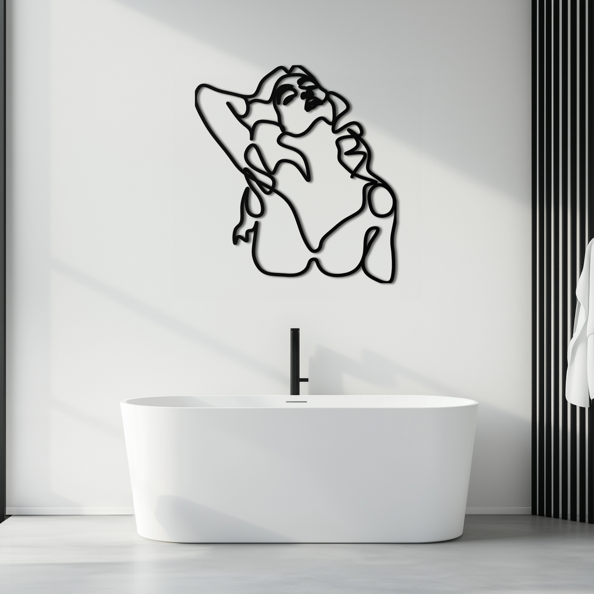 Minimalist Woman Steel Metal Wall Art - Single-Stroke Bold Contemporary Home Office