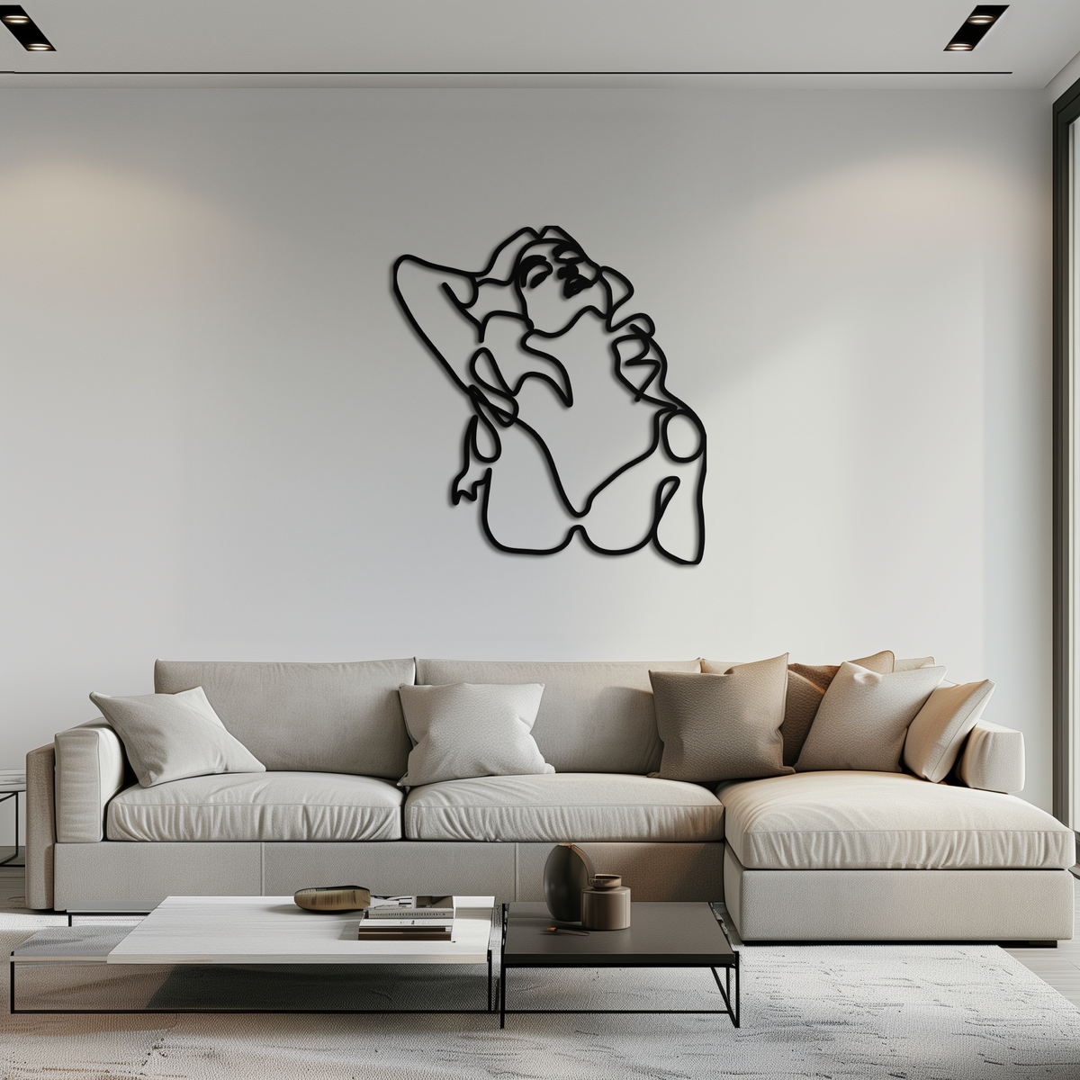 Minimalist Woman Steel Metal Wall Art - Single-Stroke Bold Contemporary Home Office