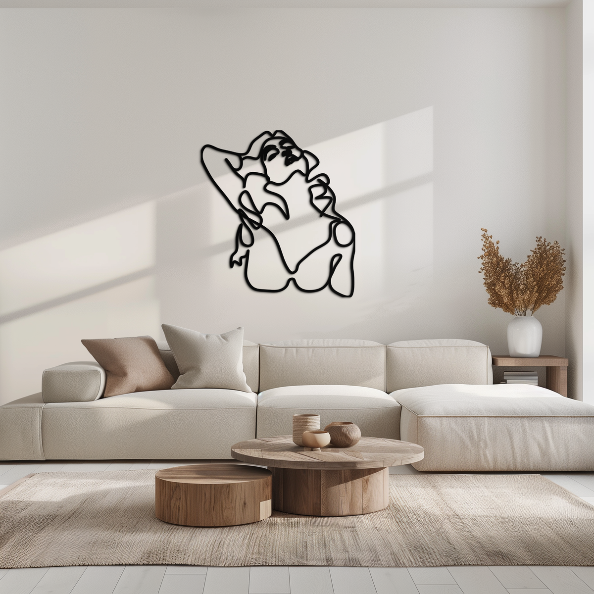 Minimalist Woman Steel Metal Wall Art - Single-Stroke Bold Contemporary Home Office
