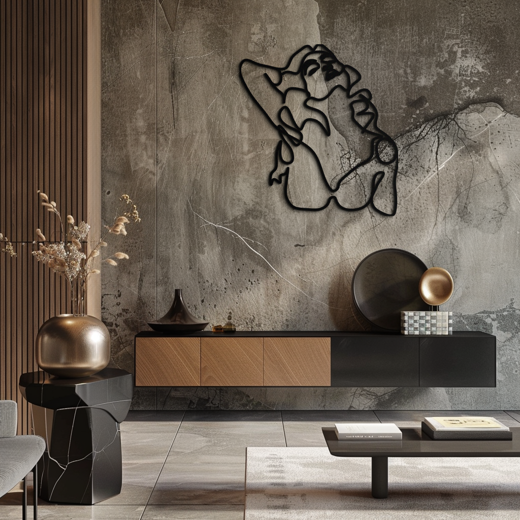 Minimalist Woman Steel Metal Wall Art - Single-Stroke Bold Contemporary Home Office