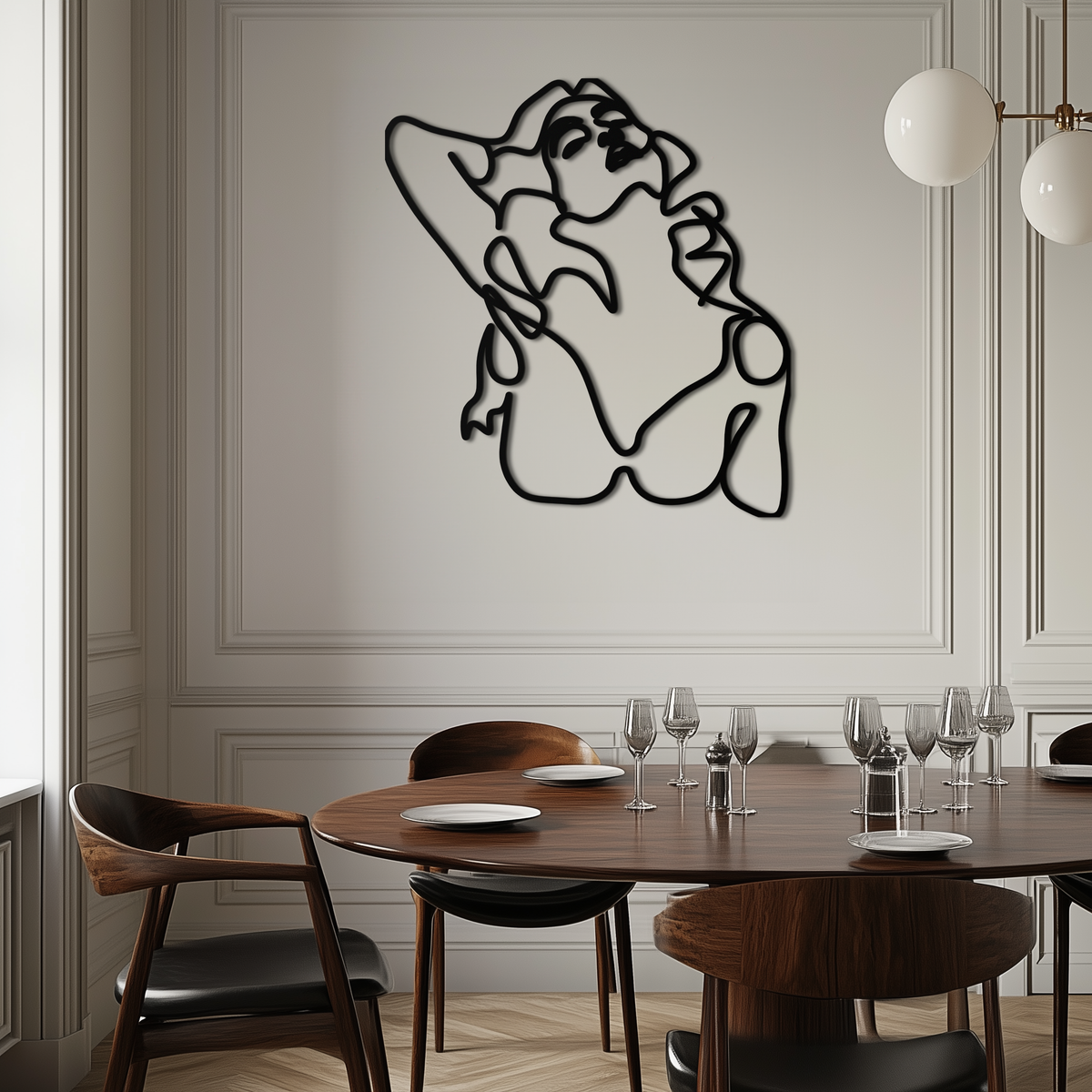 Minimalist Woman Steel Metal Wall Art - Single-Stroke Bold Contemporary Home Office
