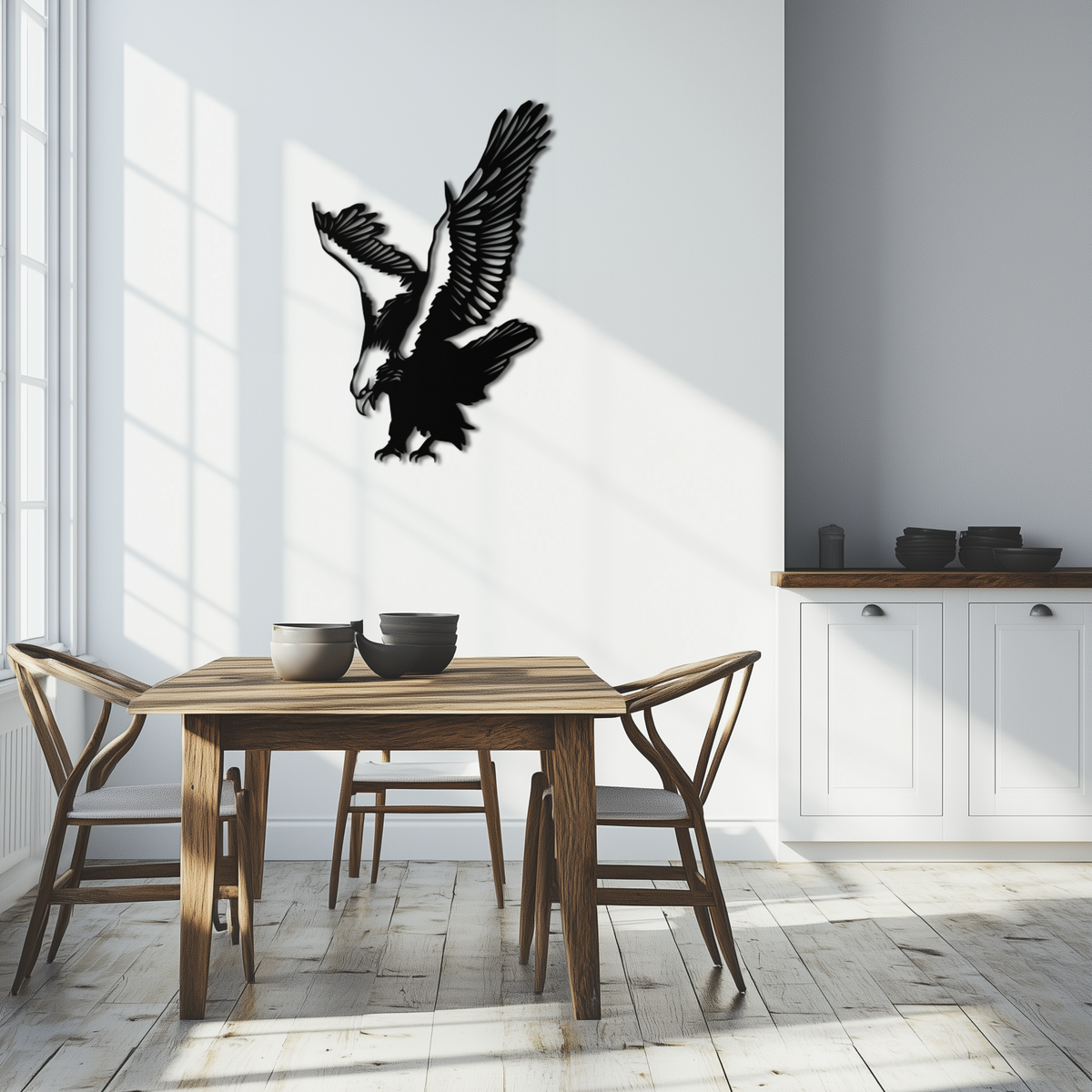 Steel Eagle Wall Art Sculpture - Powerful Dynamic Bird Silhouette