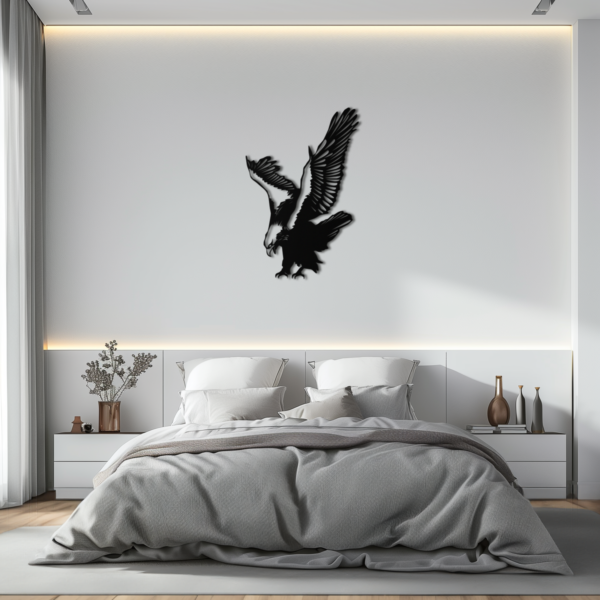Steel Eagle Wall Art Sculpture - Powerful Dynamic Bird Silhouette