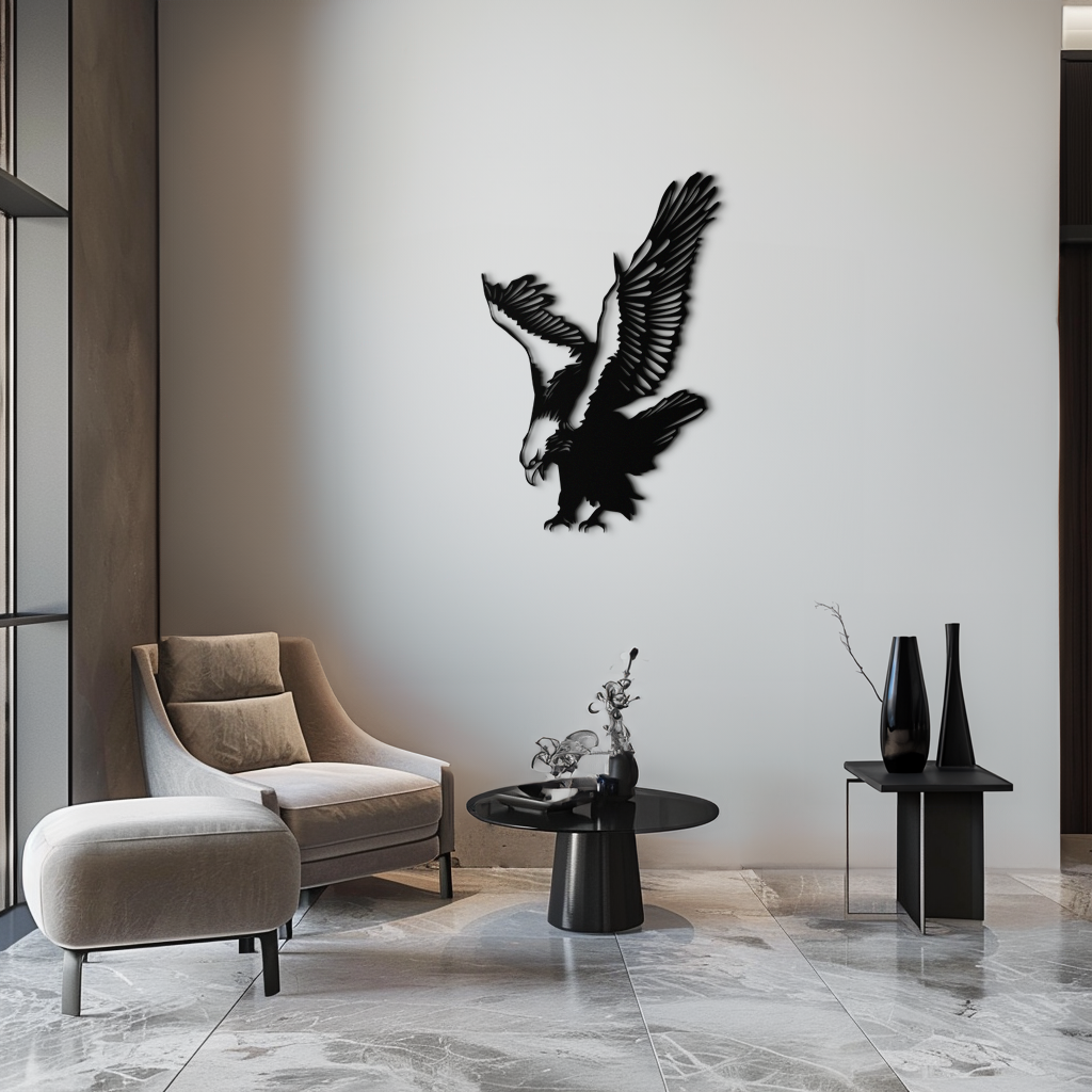 Steel Eagle Wall Art Sculpture - Powerful Dynamic Bird Silhouette