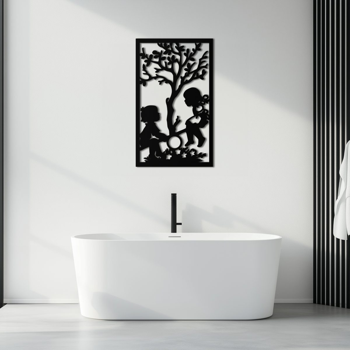 Metal Wall Art - Children Playing Silhouette Nostalgic Steel