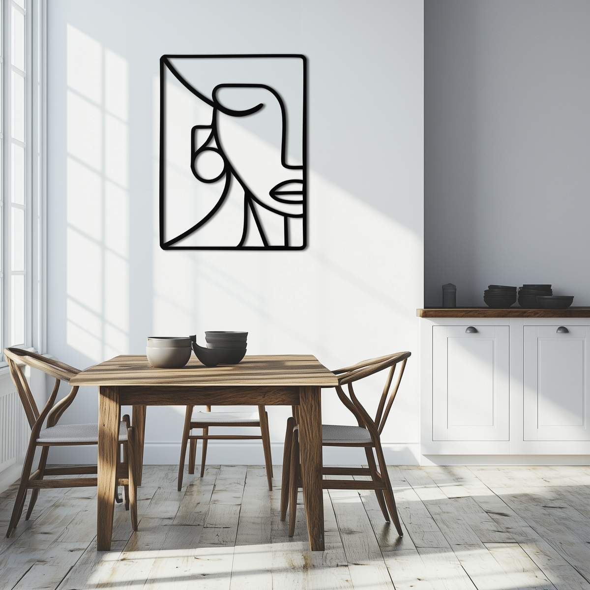 Abstract Face Metal Wall Art - Modern Minimalist Steel Decor