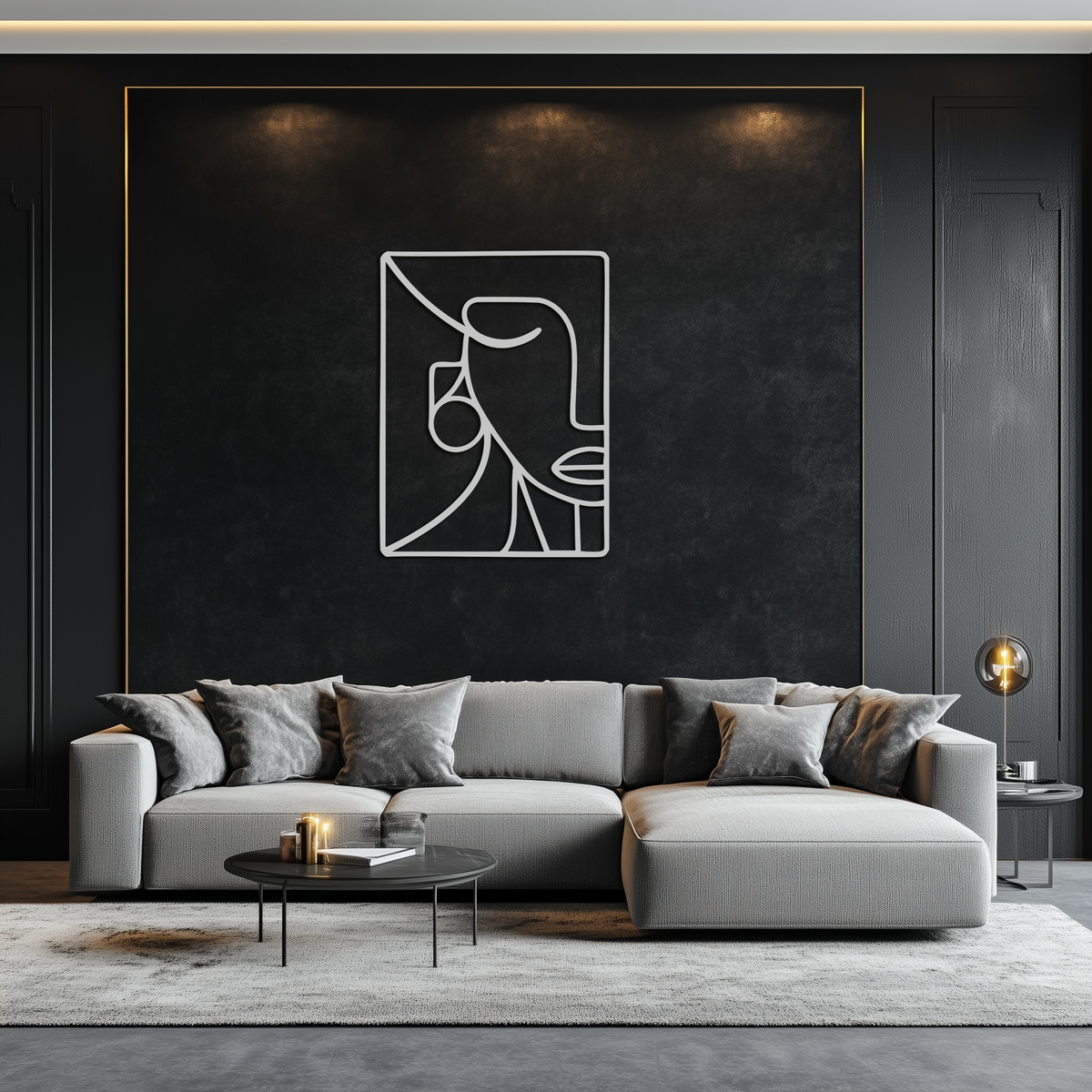 Abstract Face Metal Wall Art - Modern Minimalist Steel Decor
