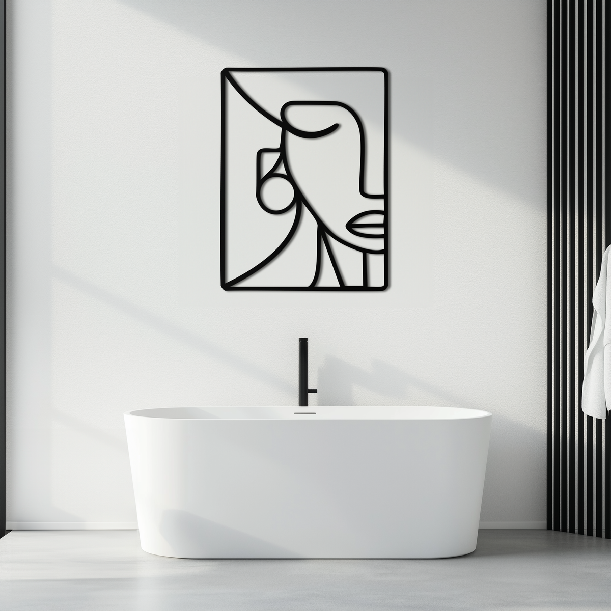 Abstract Face Metal Wall Art - Modern Minimalist Steel Decor
