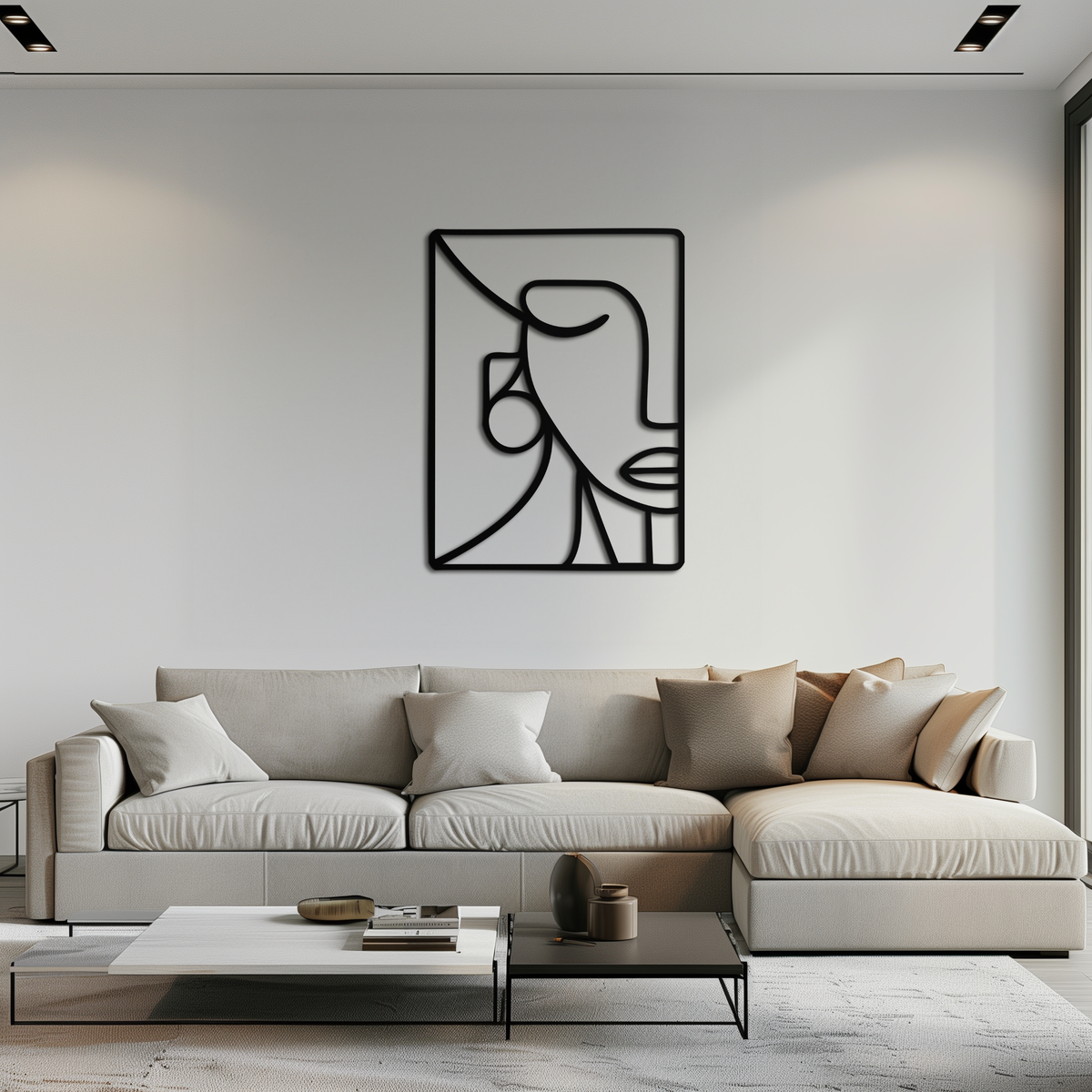 Abstract Face Metal Wall Art - Modern Minimalist Steel Decor