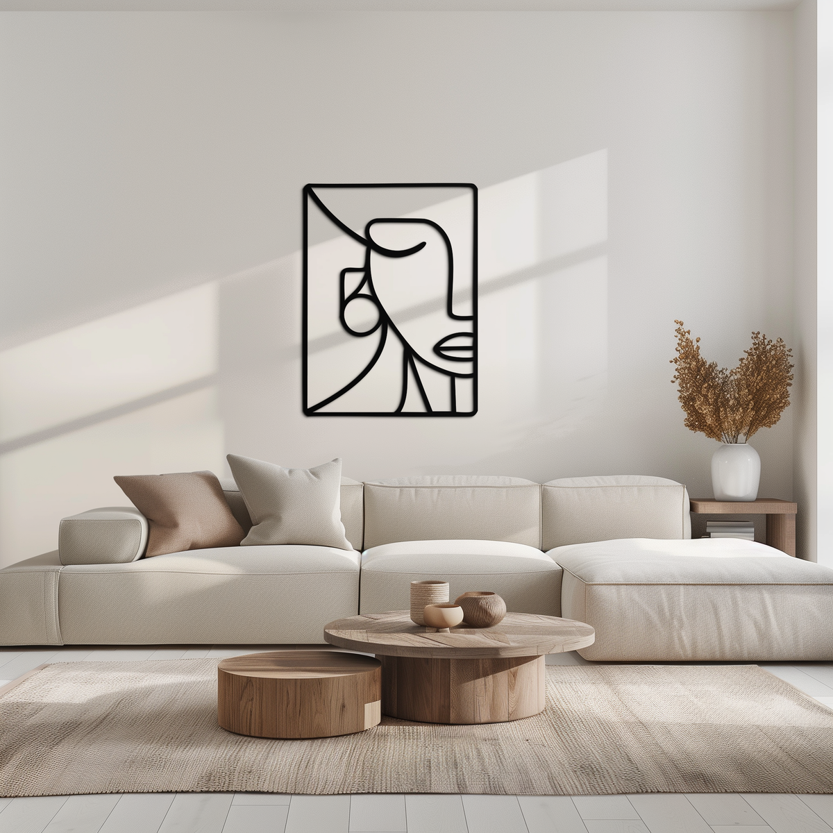 Abstract Face Metal Wall Art - Modern Minimalist Steel Decor