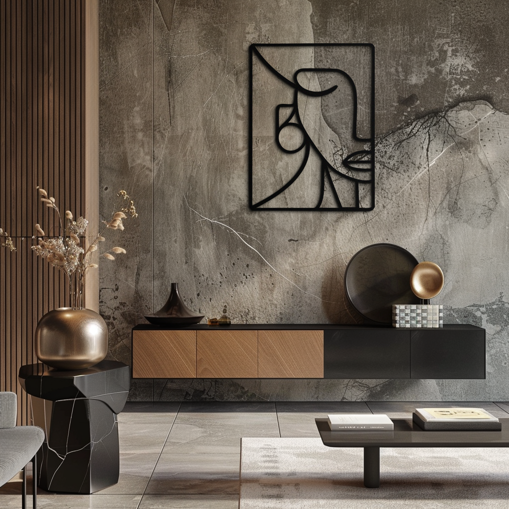 Abstract Face Metal Wall Art - Modern Minimalist Steel Decor