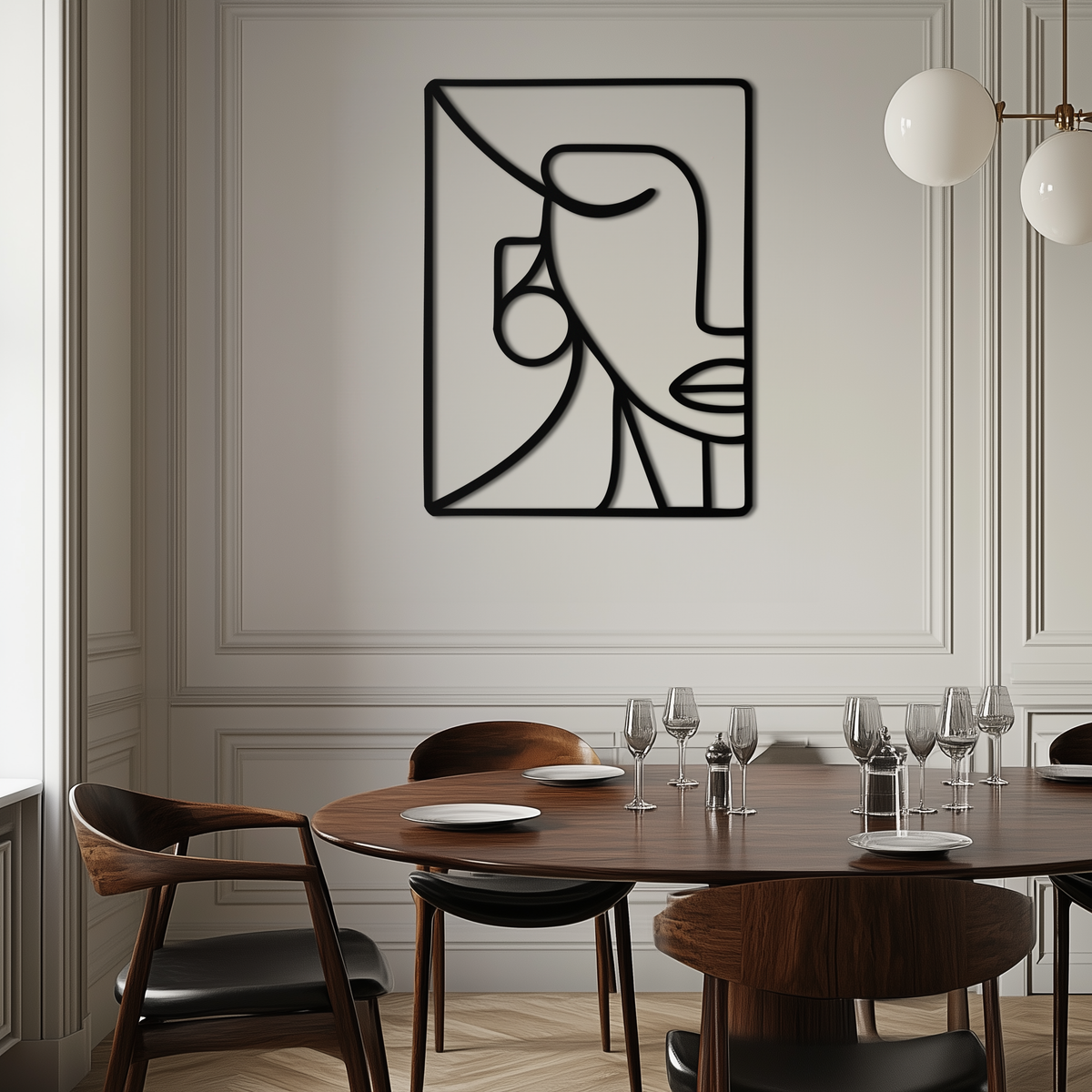 Abstract Face Metal Wall Art - Modern Minimalist Steel Decor